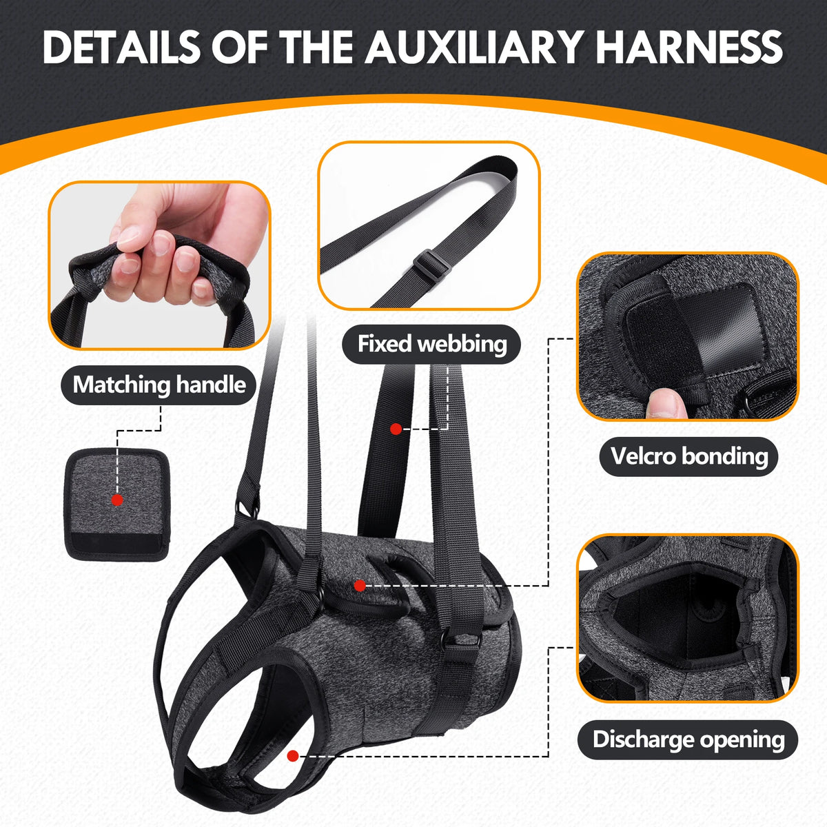 Dog Hind Leg Support Harness, Adjustable Dog Lift Sling for Disabled & Senior Dogs with Mobility Issues