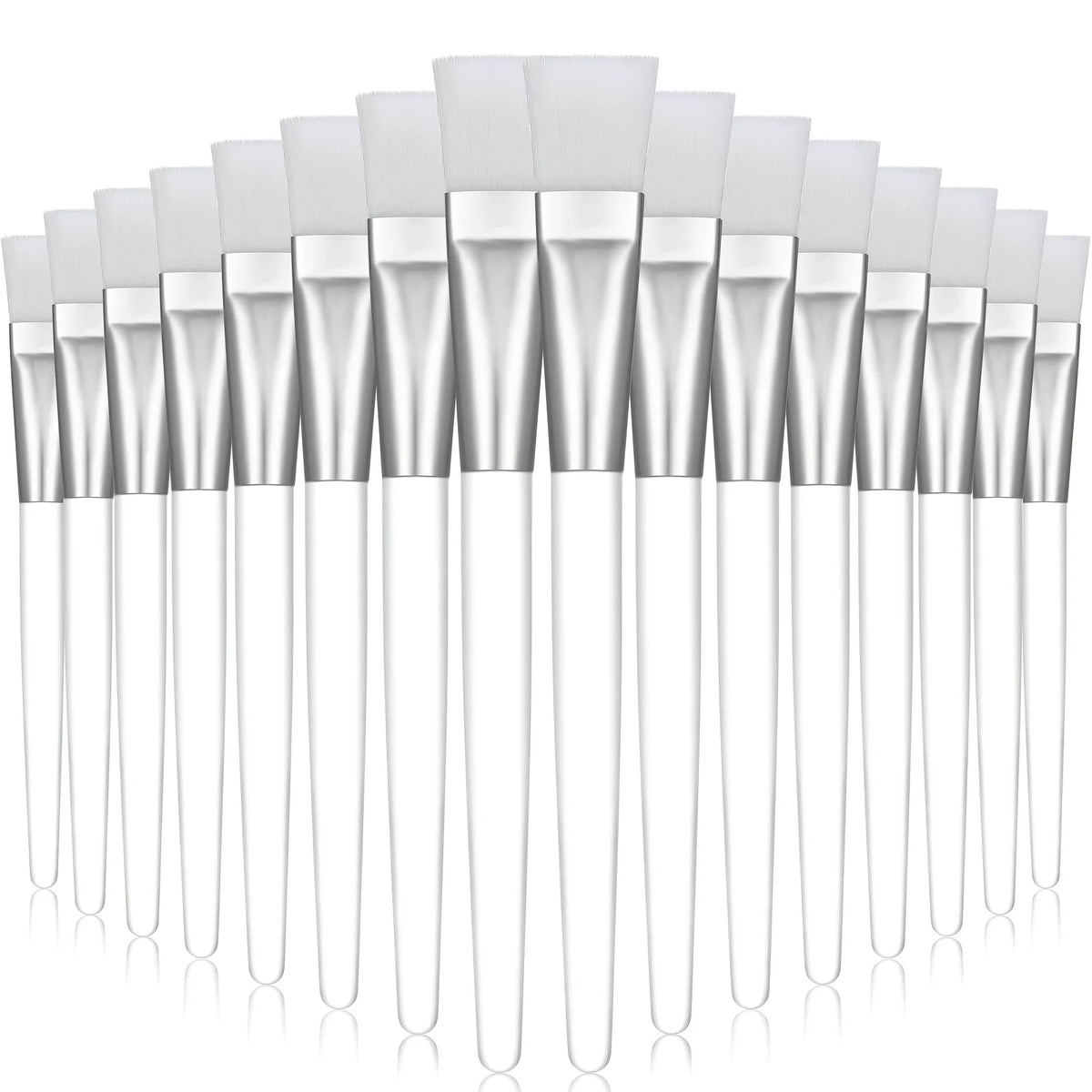 16 Facial Mask Brushes - Professional Cosmetics and Skin Care Tools, Soft Nylon Bristles, Transparent Handles