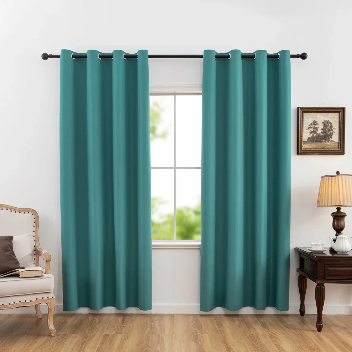1pc Solid 100% Blackout Curtains with Grommets, Curtains for Bedroom, Living Room, Kitchen, Privacy Drapes, Window Curtain