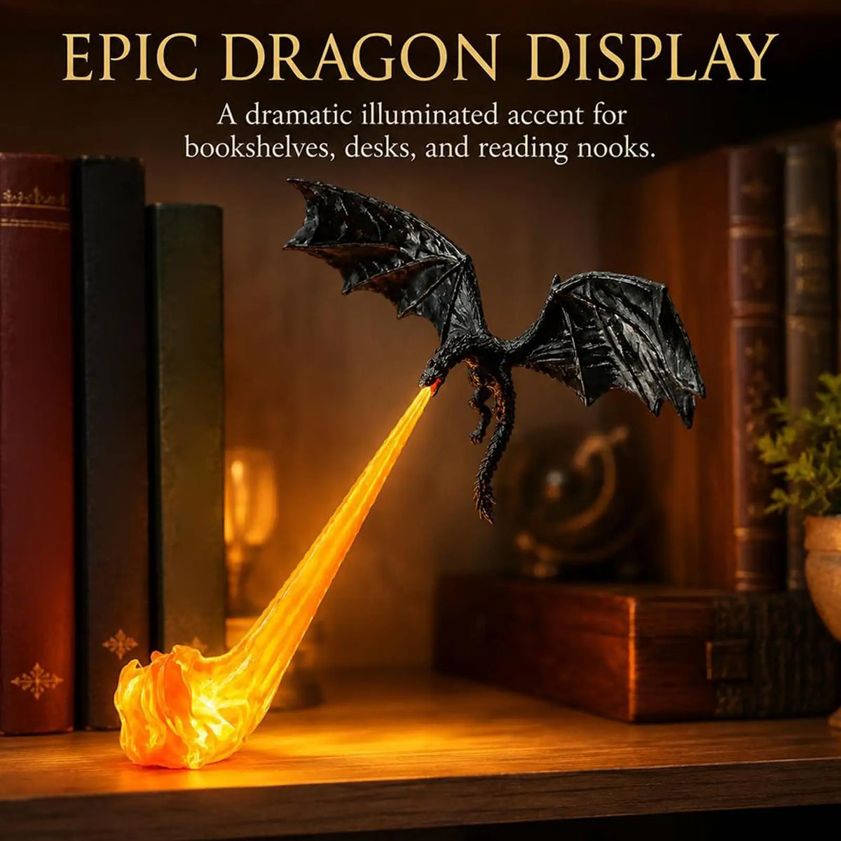 FireDrake™ Book Lamp 🔥📚 — Epic Light, Halloween Vibes