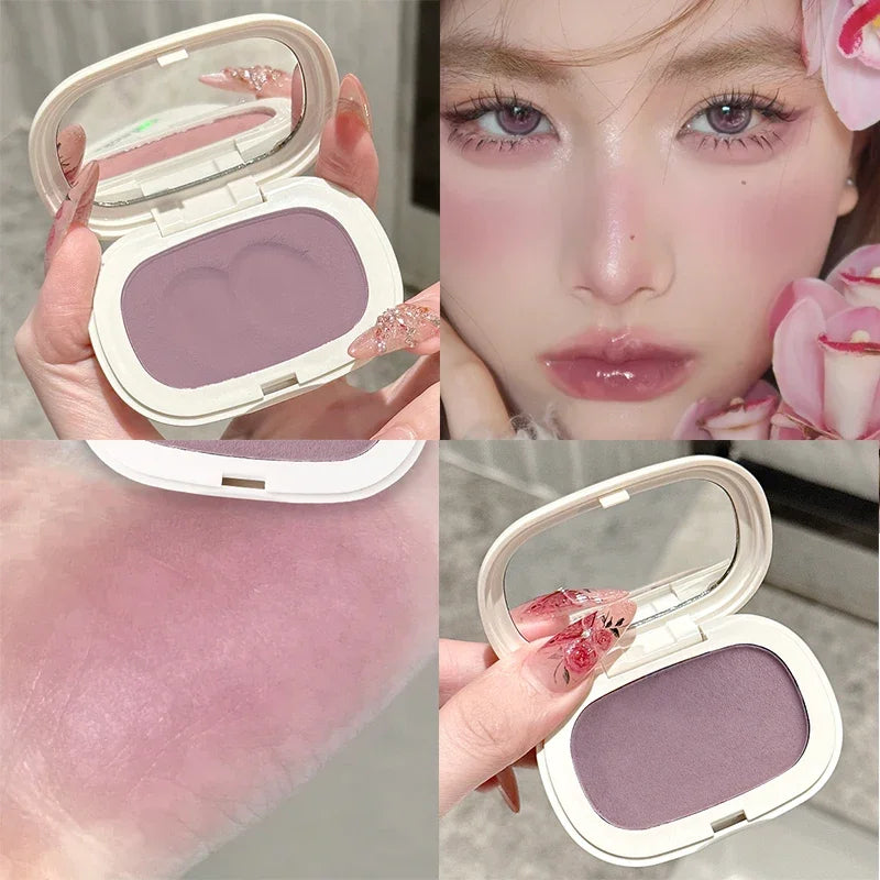 Monochrome Mud Blusher Contour Matte Natural Cheek Tint Purple Taro Low Saturation Waterproof Soft Contouring Cream Cosmetics