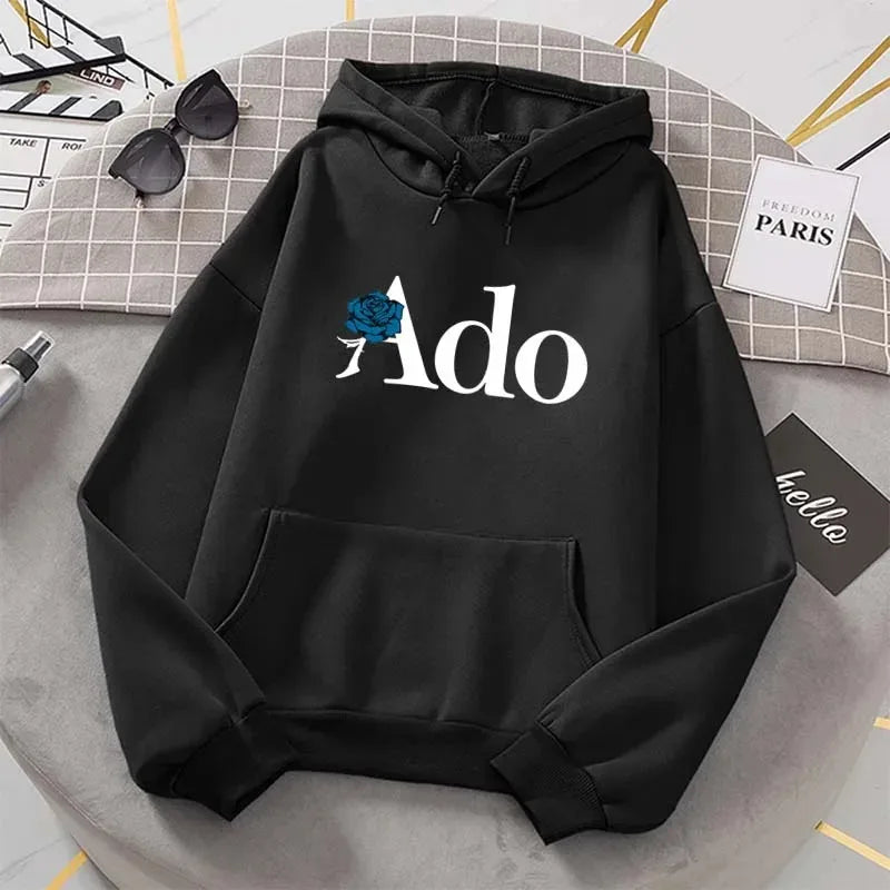 Ado Graphic Printed Hoodies 2025 Autumn Winter for Women Men Fleece O Neck Long Sleeve Casual Fashion Pullover Clothing