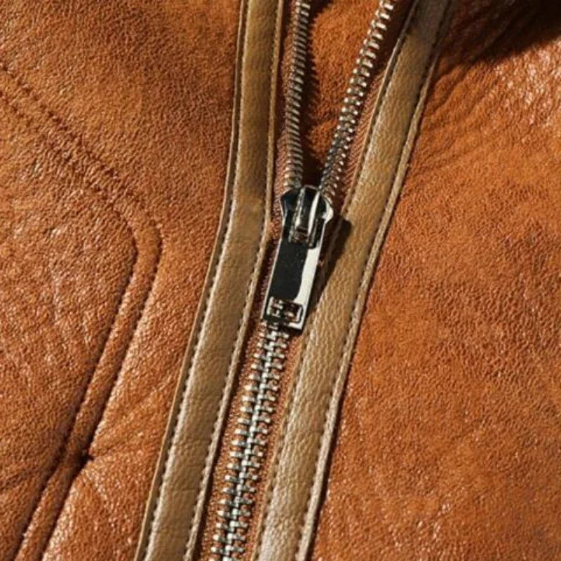 Male Trendy Large Size Lambswool Leather Jacket Casual Solid Color Warm Outwear Winter New Men Fleece-Lined Thicken Suede Coat