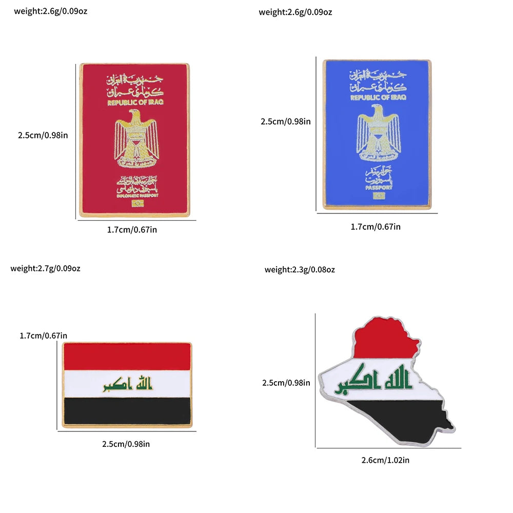 Alloy Iraqi Flag Passport & Phone Decorative Sticker Unique Small Gift for Friends Durable Customized National Emblem Decal