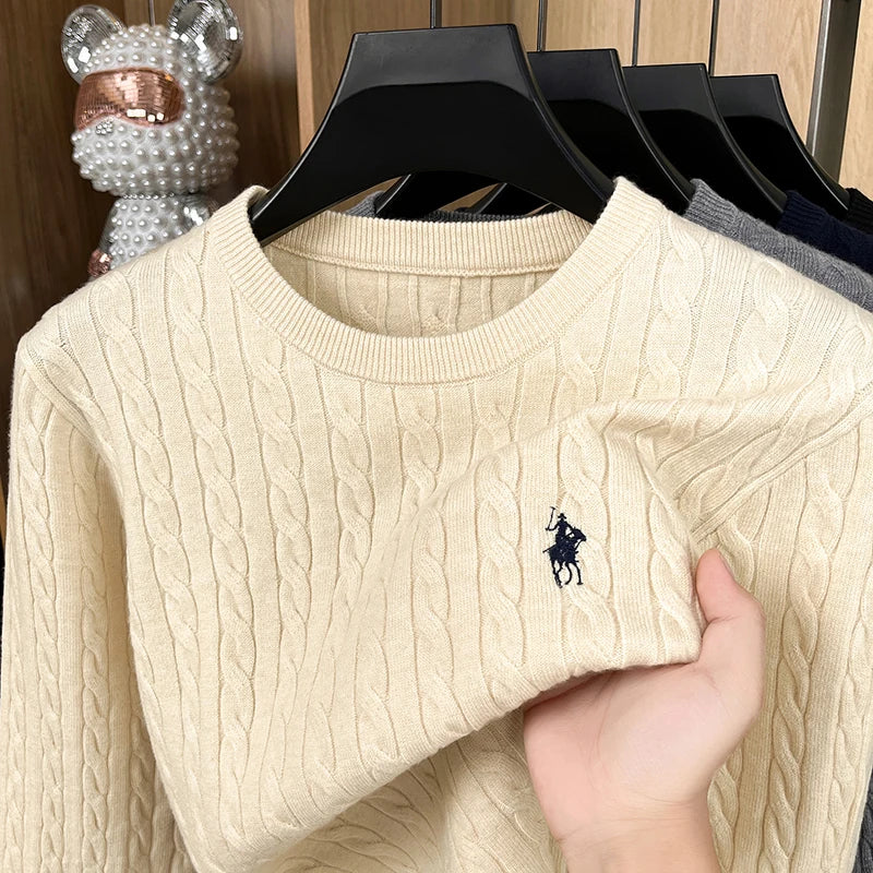 Luxury Men's Brand Spring High Quality Knit Sweater Round Neck Jacquard Embroidery Long Sleeves Pullover Leisure Fashion Men's C