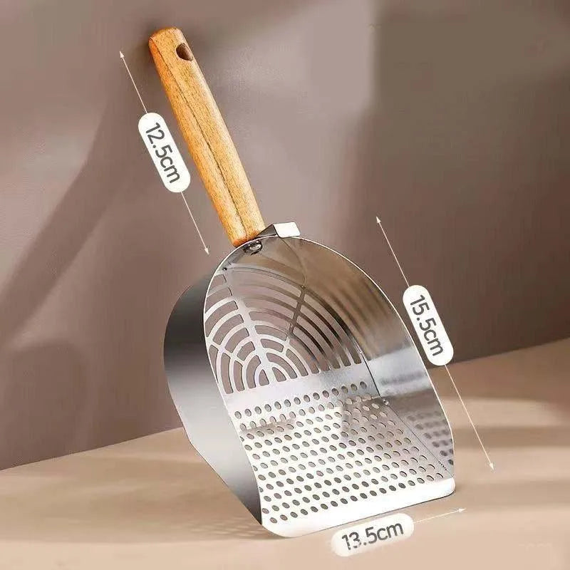 Large Stainless Steel Cat Litter Shovel Fine Hole Metal Scoop for Cat Litter Heavy Duty Poop Cleaning Pet Supplies