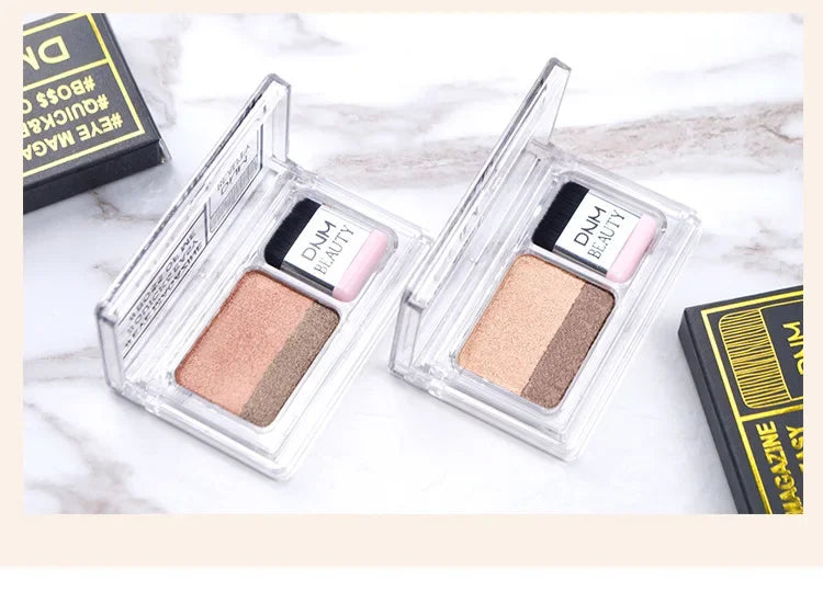 Two-color Matte Eye Shadow Double Small Box Lazy Eye Shadow Easy to Carry Eyeshadow Tray Professional Women's Cosmetics