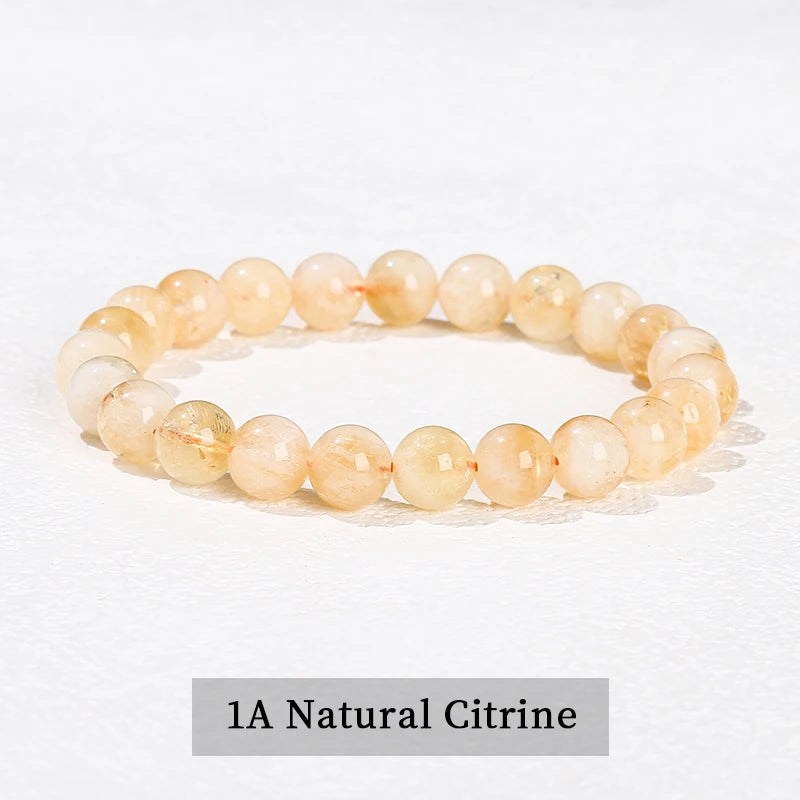 JD Natural Stone Beads Bracelet Amethyst Tiger Eye Crystal Quartz Agate Gem Beads Bangles Women Men Reiki Healling Jewelry Gift