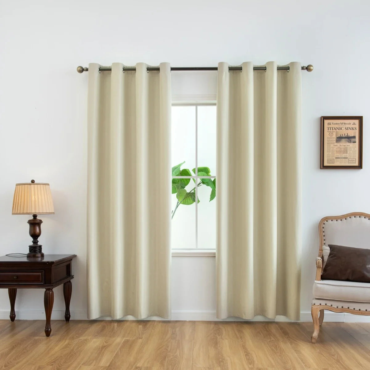 1pc Solid 100% Blackout Curtains with Grommets, Curtains for Bedroom, Living Room, Kitchen, Privacy Drapes, Window Curtain