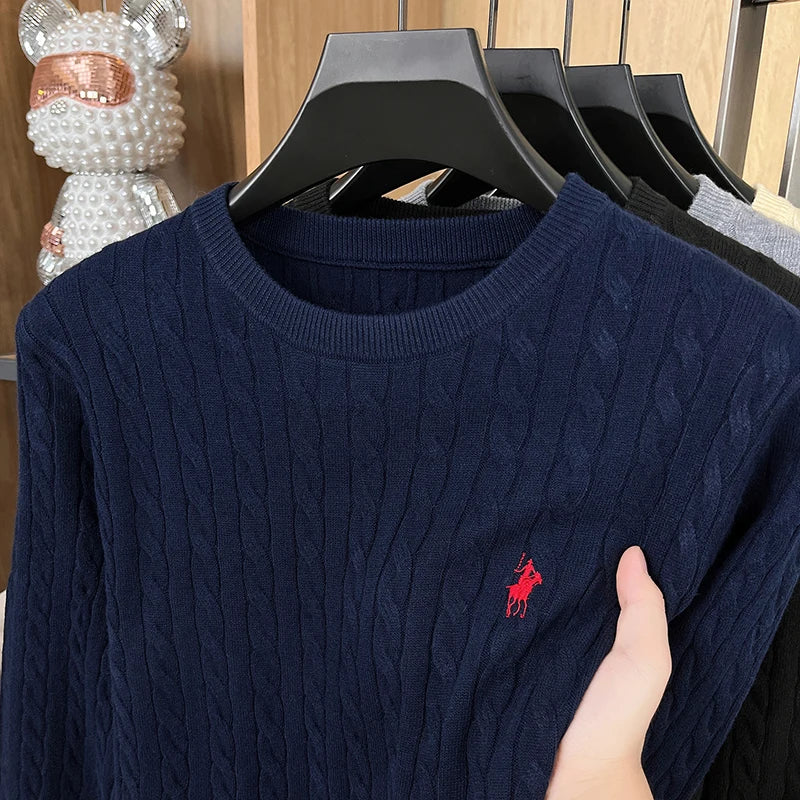 Luxury Men's Brand Spring High Quality Knit Sweater Round Neck Jacquard Embroidery Long Sleeves Pullover Leisure Fashion Men's C