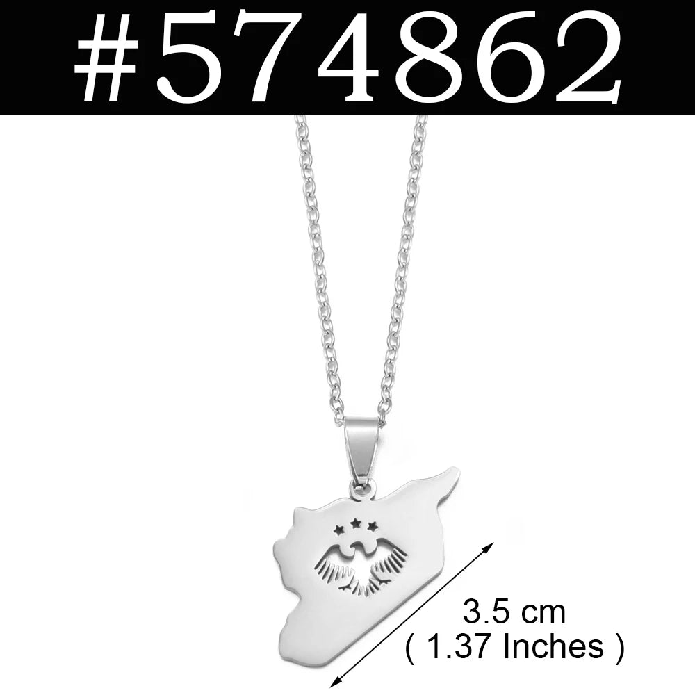 Syria Flag Pendant Neckalces for Woman Men,The New Syrian Eagle Jewelry #566562