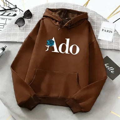 Ado Graphic Printed Hoodies 2025 Autumn Winter for Women Men Fleece O Neck Long Sleeve Casual Fashion Pullover Clothing