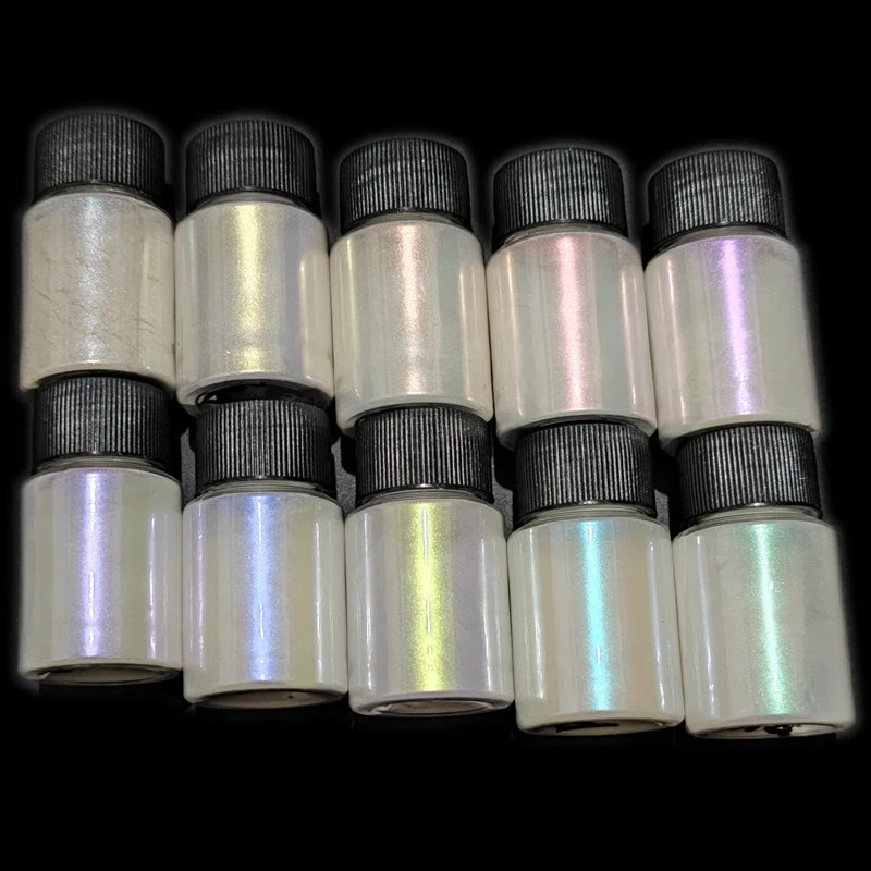 10Colors Peacock Pearl Mica Powder Car Paint Cosmetics Eyeshadow Nail Glitter Soap Dye Polarized Symphony Mica Mermaid Pigment