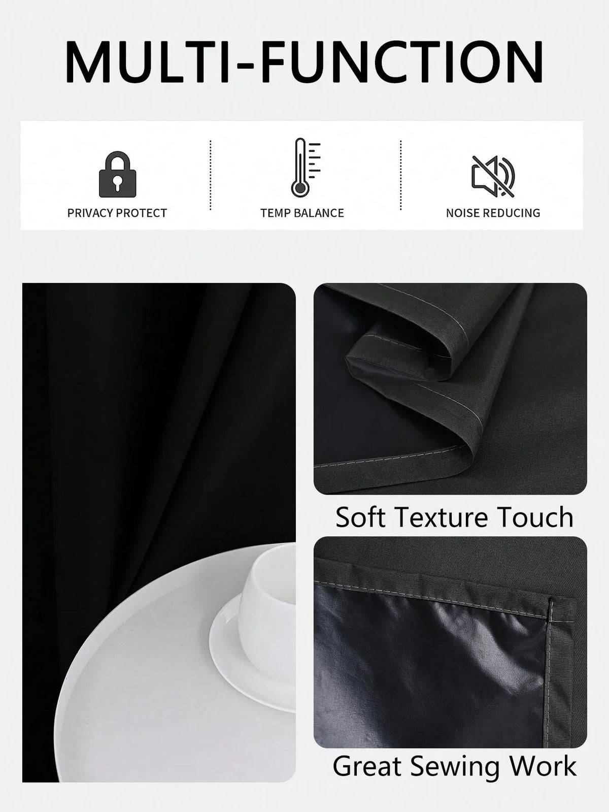 1pc Solid 100% Blackout Curtains with Grommets, Curtains for Bedroom, Living Room, Kitchen, Privacy Drapes, Window Curtain