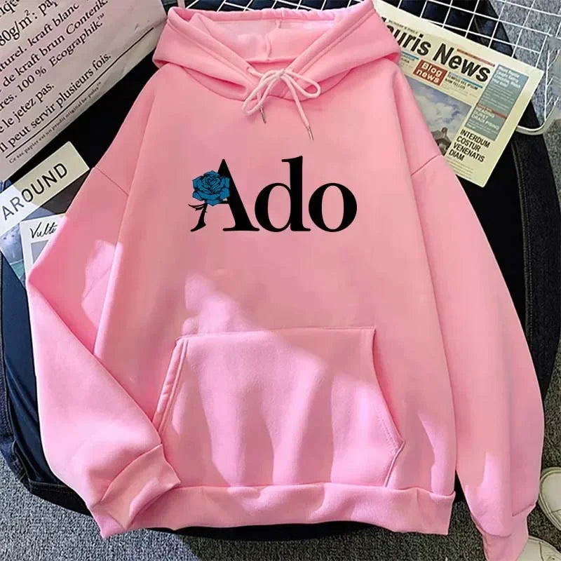 Ado Graphic Printed Hoodies 2025 Autumn Winter for Women Men Fleece O Neck Long Sleeve Casual Fashion Pullover Clothing