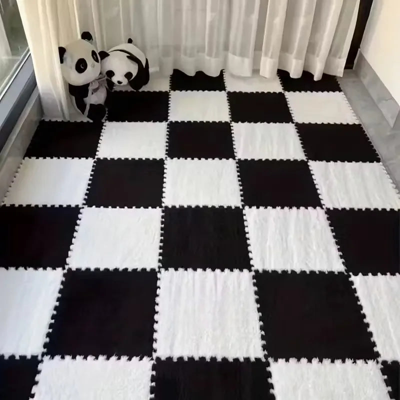 Soft Plush Puzzle Mat BPA-free Interlocking Foam Living Room Rug Warm Non-slip Washable Floor Protector Home Decor Mat
