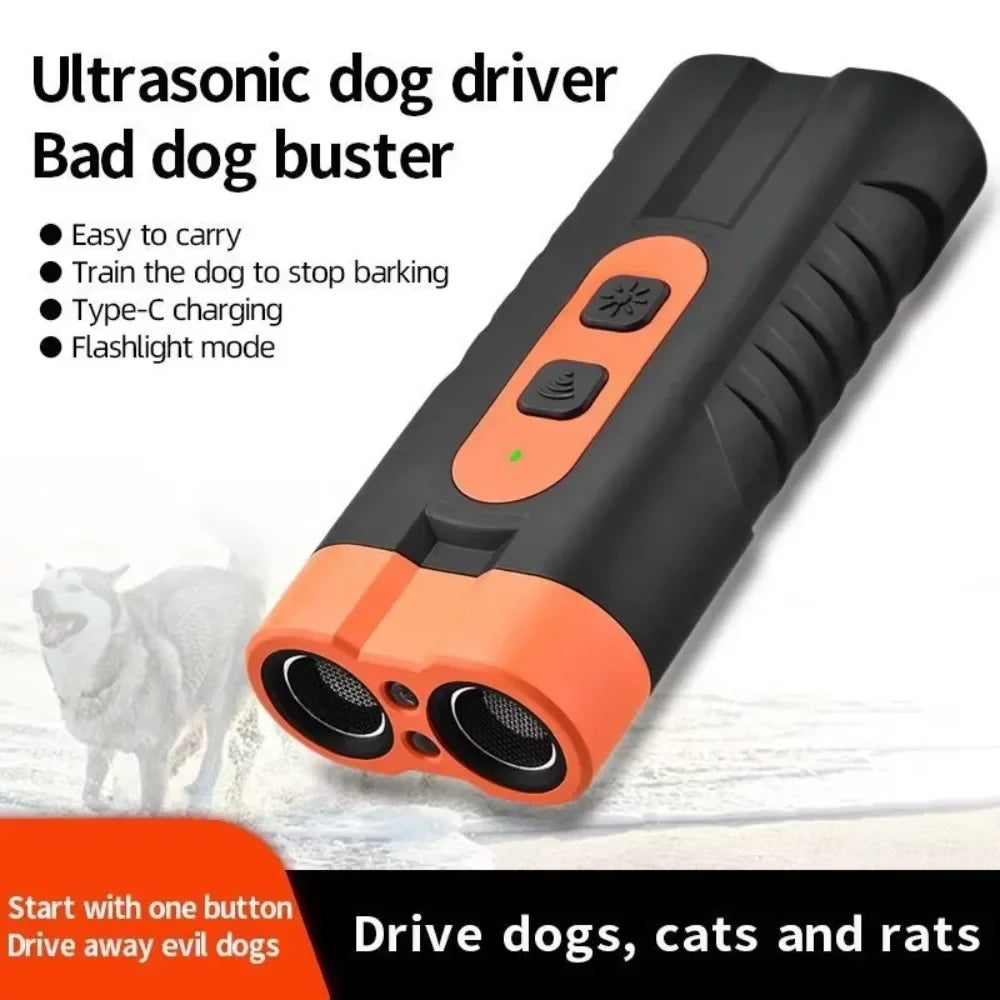 2025 Pet Dog Repeller Ultrasonic Dog Training Device Rechargeable Anti Dog Bark Deterrent Device With LED Flashlight