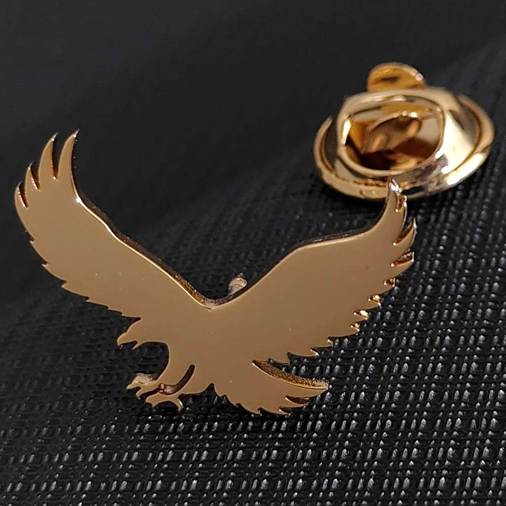 Fashionable stainless steel flying bird series brooch, decorative men's shirt lapel pin, party first choice badge