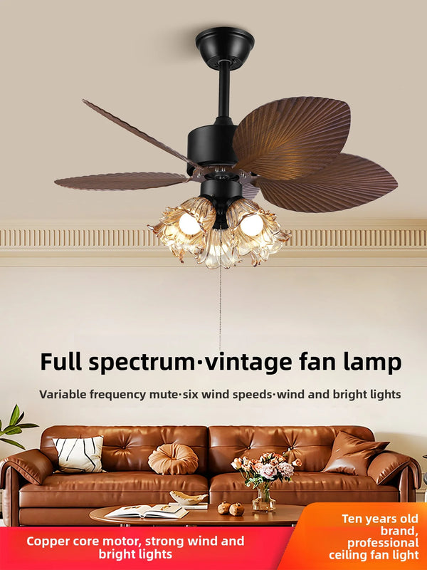 New Style American Retro Fan Lamp Ceiling Fan Set Fan Lamp For Home Living Room And Bedroom Large-Sized Fan Antique Ceiling Lamp