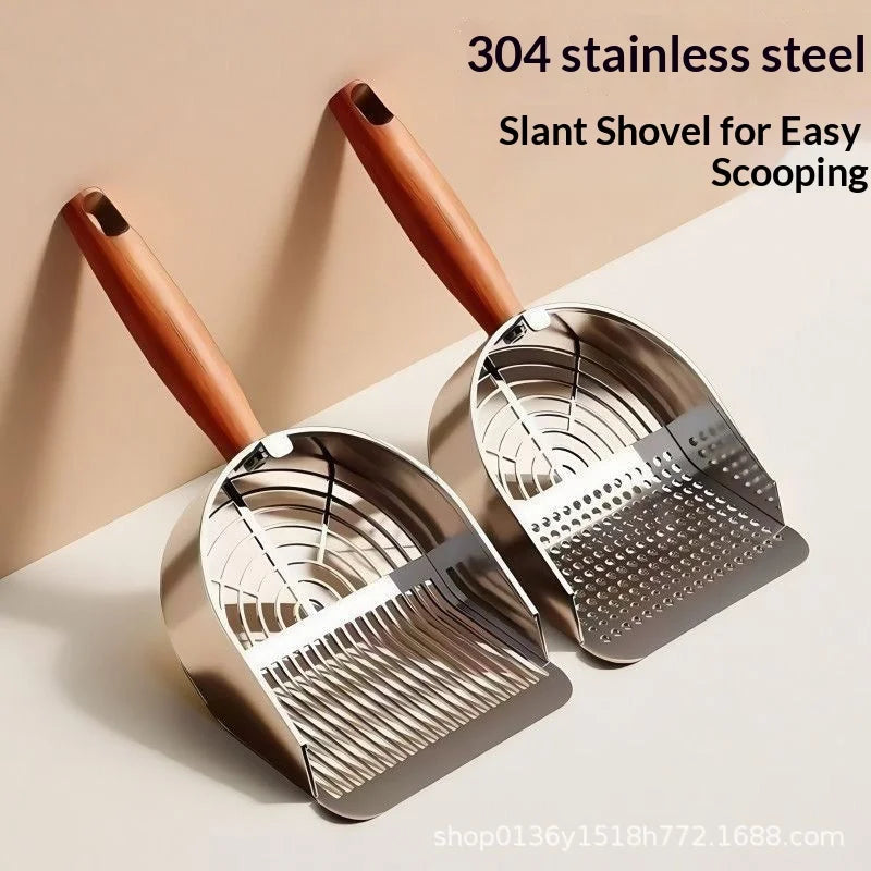 Large Stainless Steel Cat Litter Shovel Fine Hole Metal Scoop for Cat Litter Heavy Duty Poop Cleaning Pet Supplies