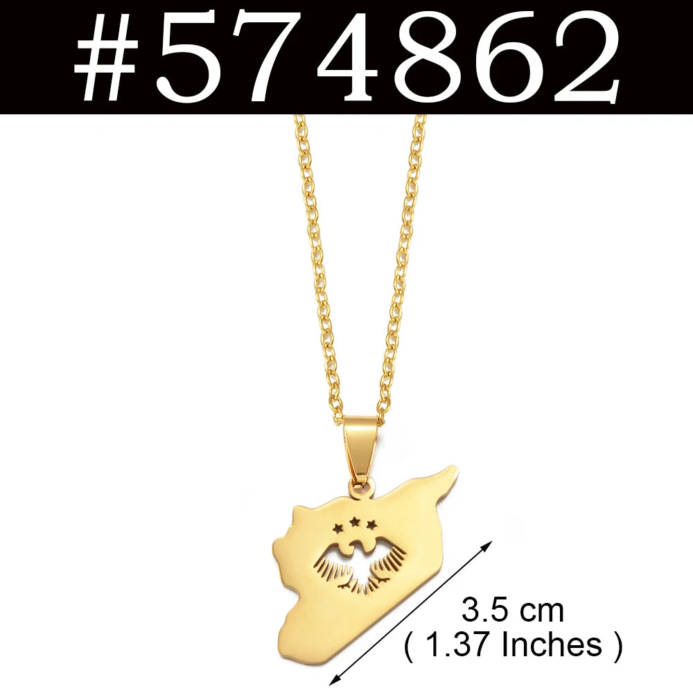 Syria Flag Pendant Neckalces for Woman Men,The New Syrian Eagle Jewelry #566562