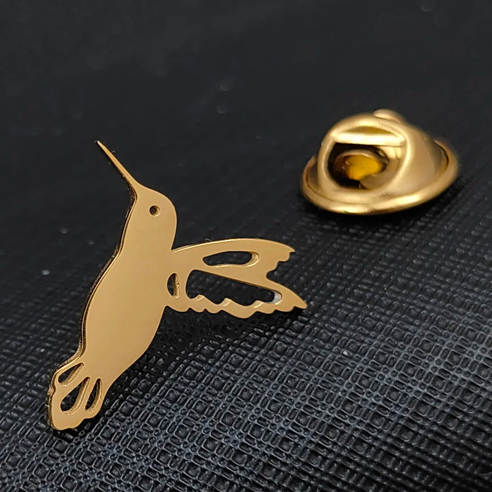 Fashionable stainless steel flying bird series brooch, decorative men's shirt lapel pin, party first choice badge