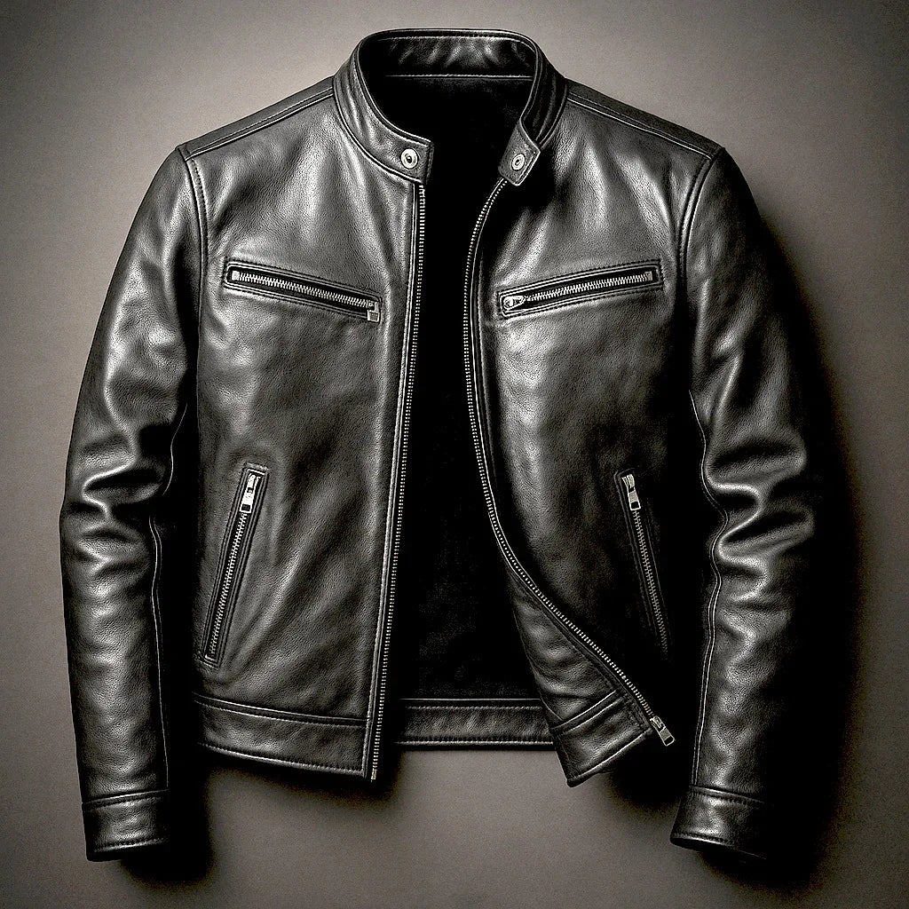 Amazon European And American Winter Cross-Border Motorcycle Style Men's Leather Jacket Fashion Slim Fit Thickened Coat