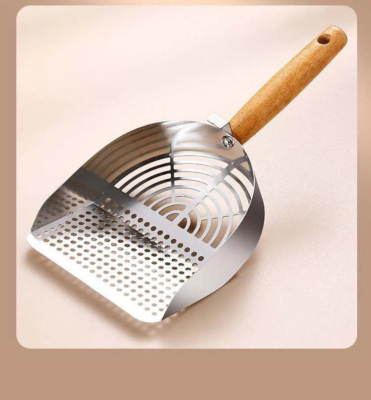Large Stainless Steel Cat Litter Shovel Fine Hole Metal Scoop for Cat Litter Heavy Duty Poop Cleaning Pet Supplies