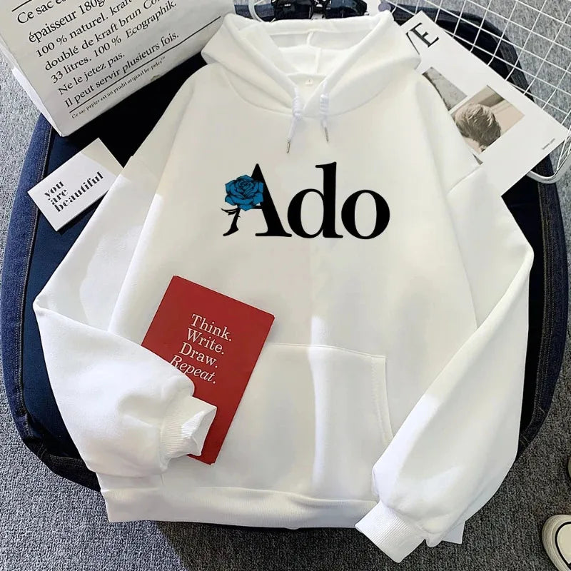 Ado Graphic Printed Hoodies 2025 Autumn Winter for Women Men Fleece O Neck Long Sleeve Casual Fashion Pullover Clothing