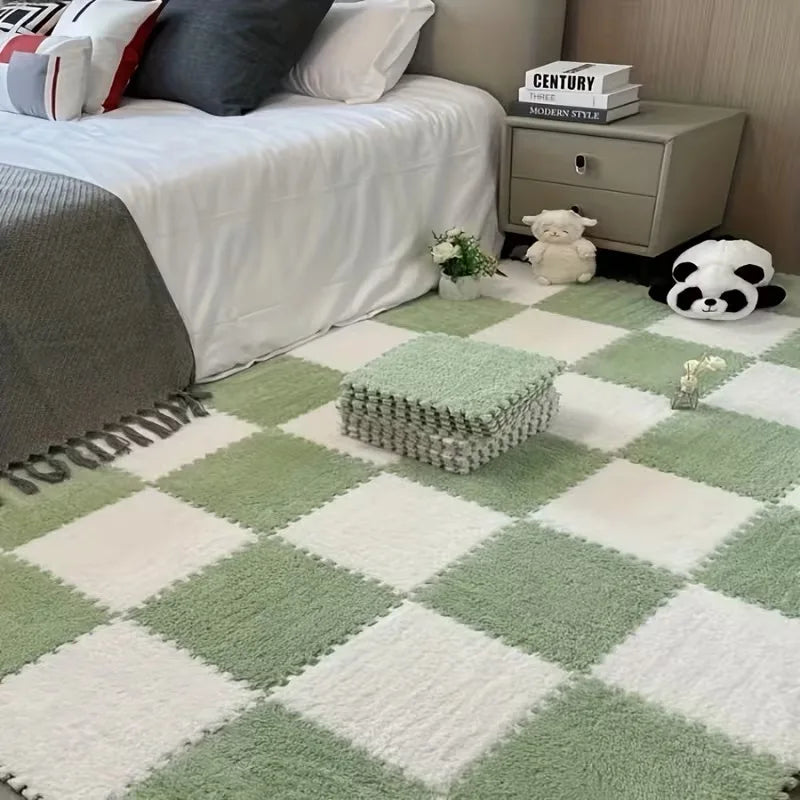 Soft Plush Puzzle Mat BPA-free Interlocking Foam Living Room Rug Warm Non-slip Washable Floor Protector Home Decor Mat