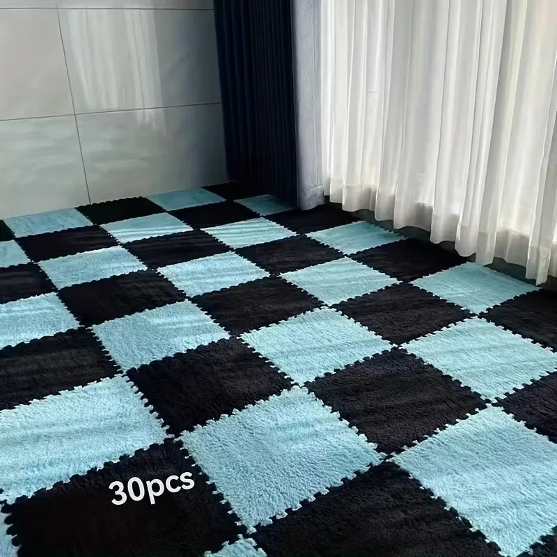 Soft Plush Puzzle Mat BPA-free Interlocking Foam Living Room Rug Warm Non-slip Washable Floor Protector Home Decor Mat