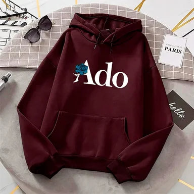 Ado Graphic Printed Hoodies 2025 Autumn Winter for Women Men Fleece O Neck Long Sleeve Casual Fashion Pullover Clothing