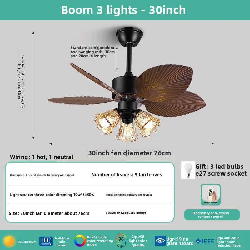 New Style American Retro Fan Lamp Ceiling Fan Set Fan Lamp For Home Living Room And Bedroom Large-Sized Fan Antique Ceiling Lamp