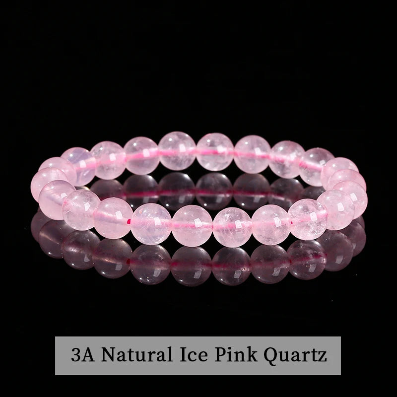 JD Natural Stone Beads Bracelet Amethyst Tiger Eye Crystal Quartz Agate Gem Beads Bangles Women Men Reiki Healling Jewelry Gift