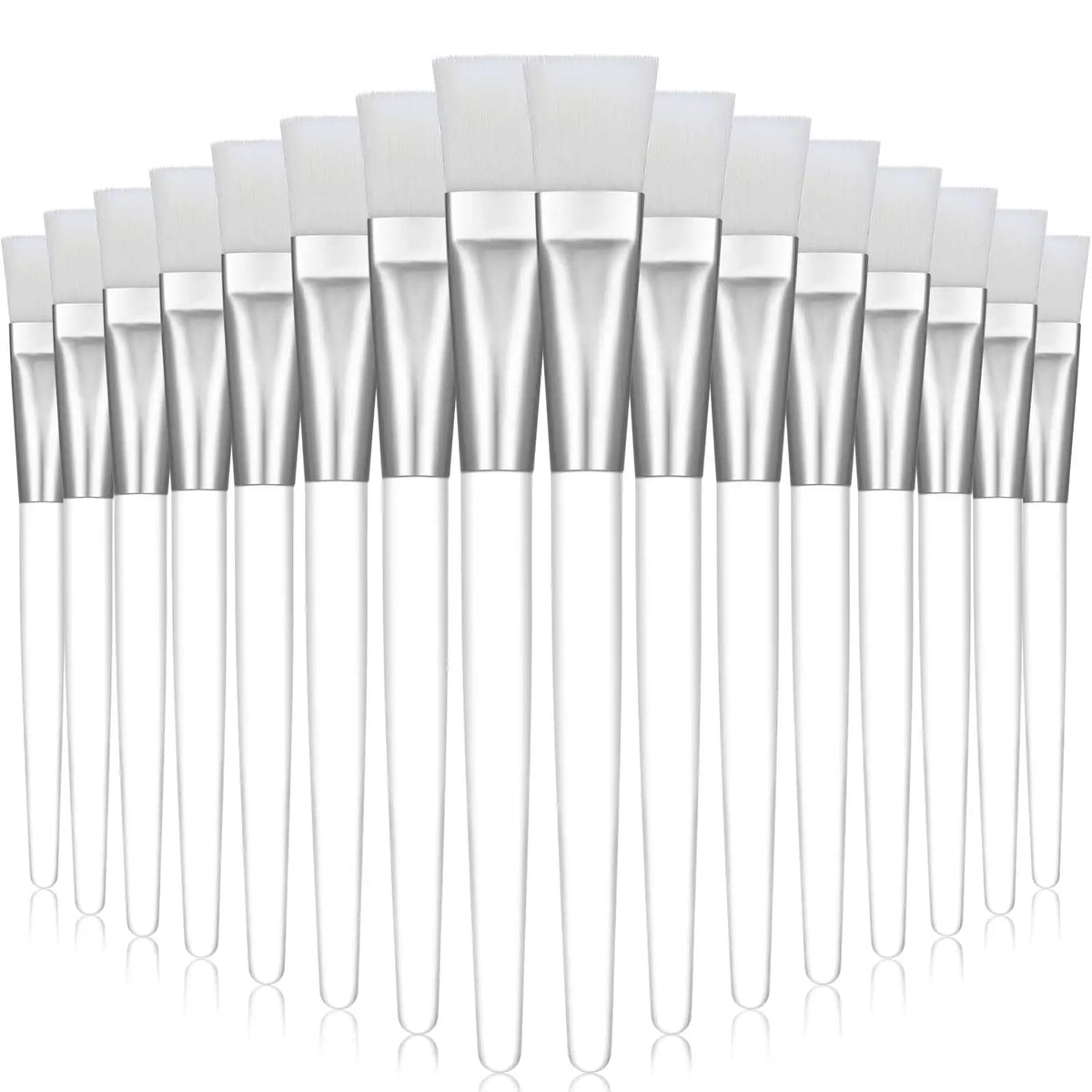 16 Facial Mask Brushes - Professional Cosmetics and Skin Care Tools, Soft Nylon Bristles, Transparent Handles