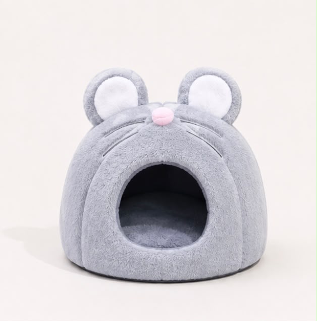 Cute Mouse Shaped Hamster Bed House, Hedgehog Hideout Nest Small Pet Winter Warm Cage Accessories