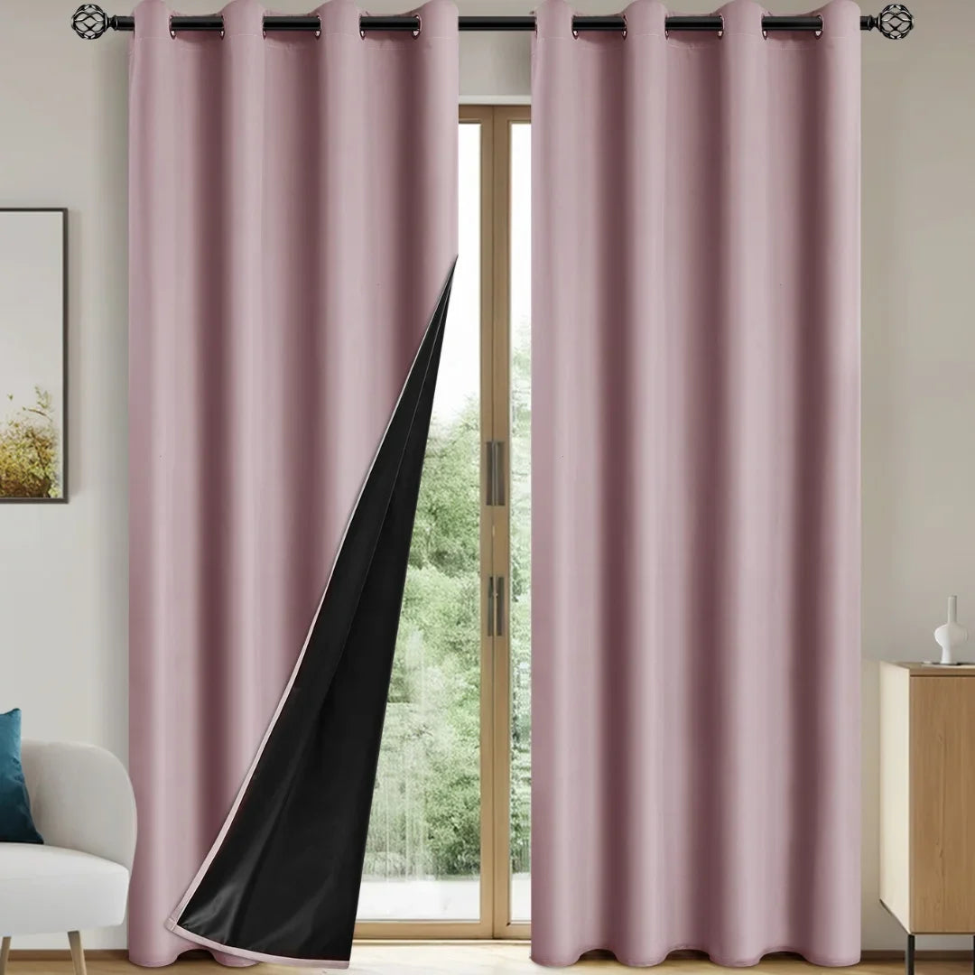 1pc Solid 100% Blackout Curtains with Grommets, Curtains for Bedroom, Living Room, Kitchen, Privacy Drapes, Window Curtain