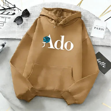 Ado Graphic Printed Hoodies 2025 Autumn Winter for Women Men Fleece O Neck Long Sleeve Casual Fashion Pullover Clothing