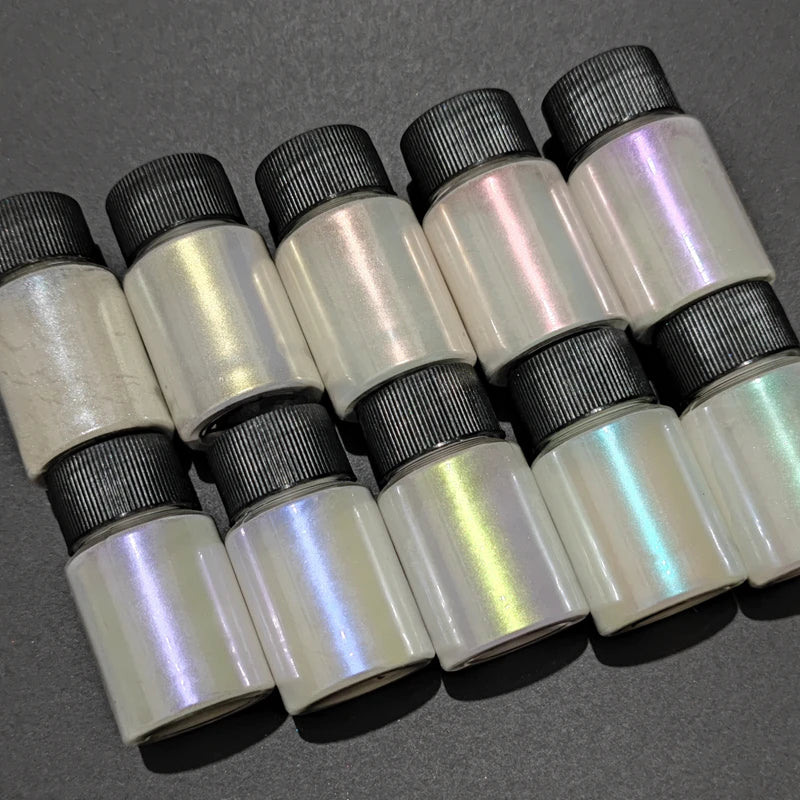 10Colors Peacock Pearl Mica Powder Car Paint Cosmetics Eyeshadow Nail Glitter Soap Dye Polarized Symphony Mica Mermaid Pigment