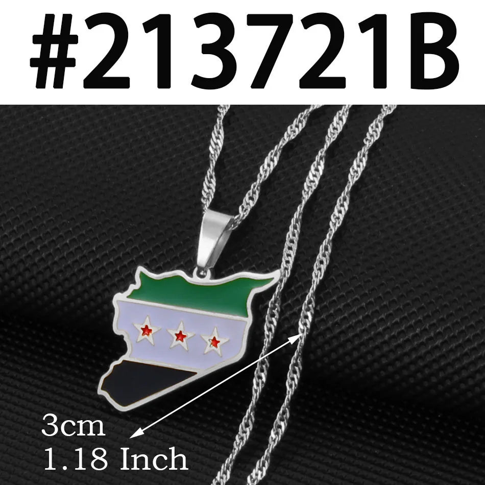 Syria Flag Pendant Neckalces for Woman Men,The New Syrian Eagle Jewelry #566562
