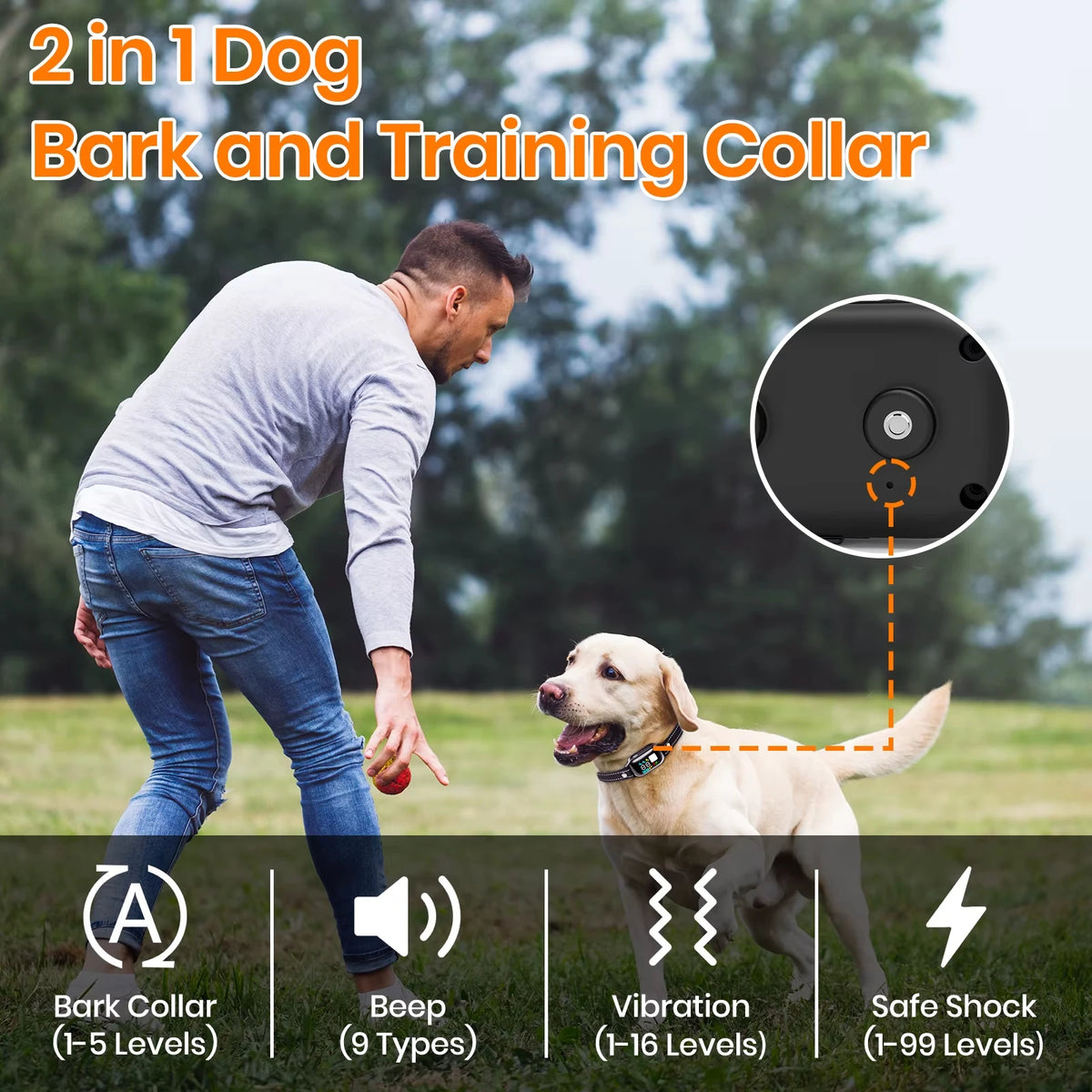 Smart AI Dog Training Collar with Remote – 3300ft Range & IPX7 Waterproof