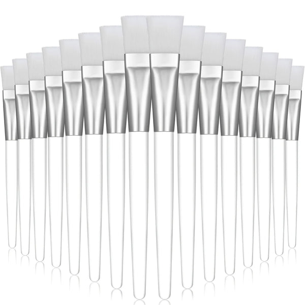 16 Facial Mask Brushes - Professional Cosmetics and Skin Care Tools, Soft Nylon Bristles, Transparent Handles