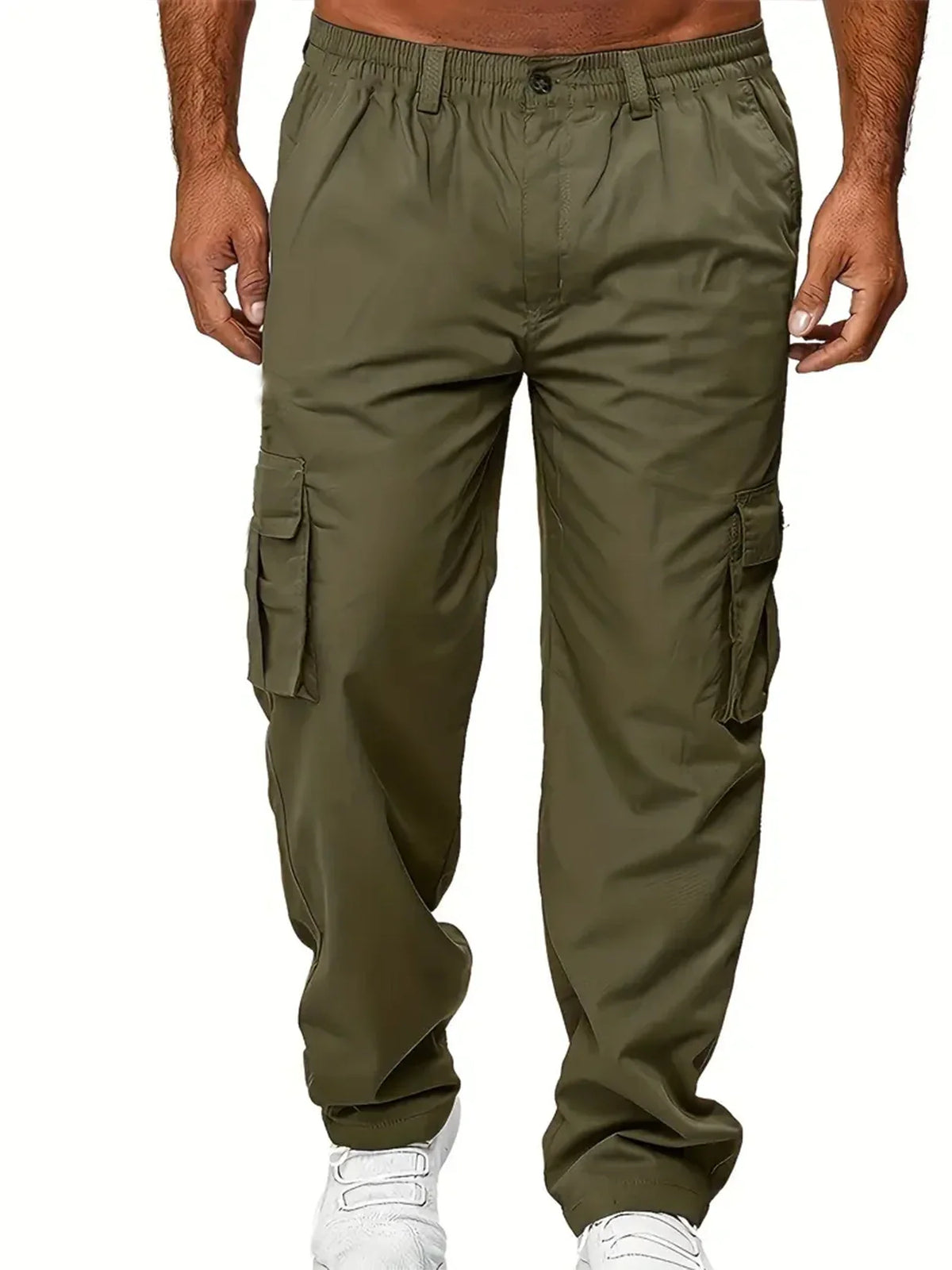 Men's Cargo Pants Sweatpants Outdoor Loose Straight Long Trousers Summer Casual Multi-Pocket Durable Workwear Male Trousers