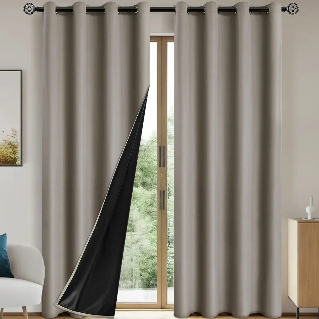 1pc Solid 100% Blackout Curtains with Grommets, Curtains for Bedroom, Living Room, Kitchen, Privacy Drapes, Window Curtain