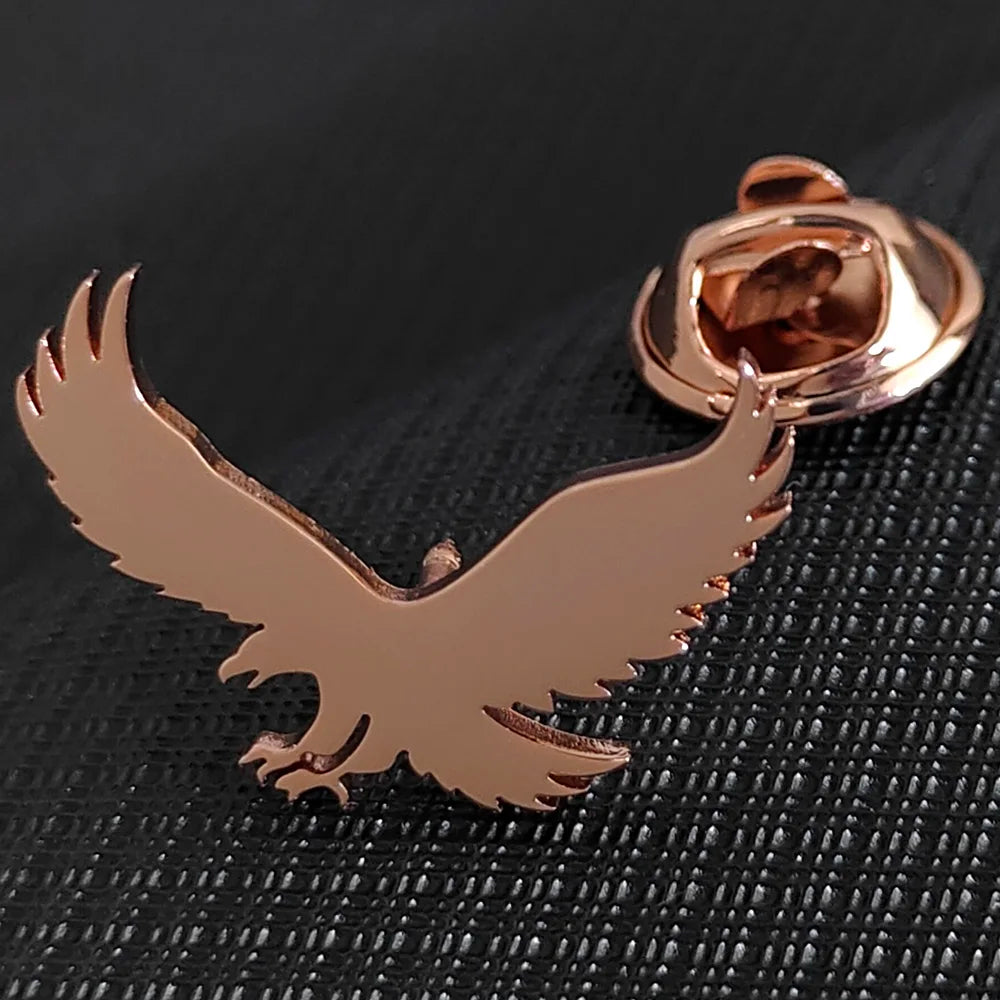 Fashionable stainless steel flying bird series brooch, decorative men's shirt lapel pin, party first choice badge