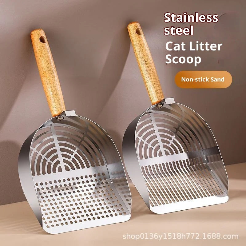 Large Stainless Steel Cat Litter Shovel Fine Hole Metal Scoop for Cat Litter Heavy Duty Poop Cleaning Pet Supplies