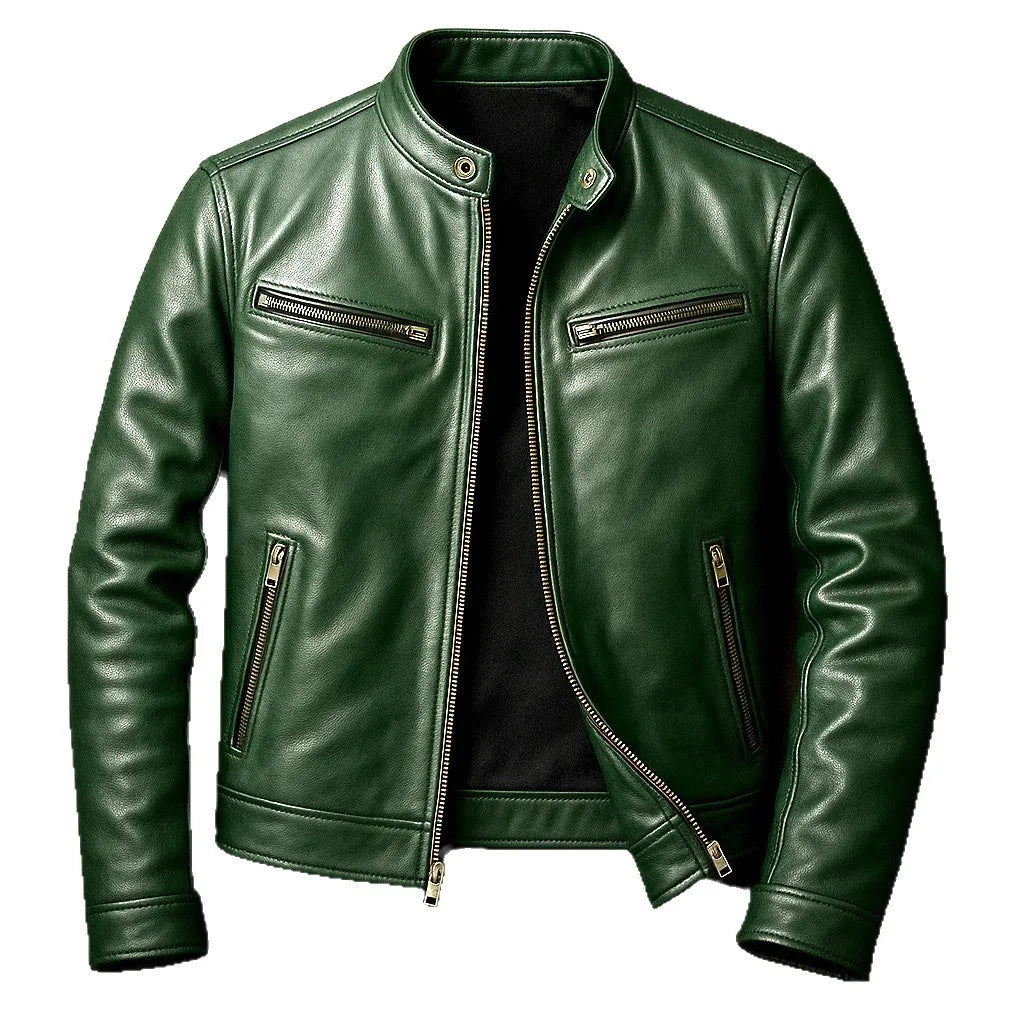Amazon European And American Winter Cross-Border Motorcycle Style Men's Leather Jacket Fashion Slim Fit Thickened Coat