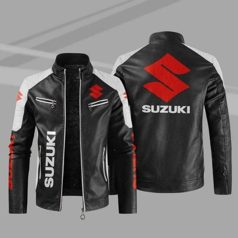 Suzuki motorcycle leather jacket, autumn and winter men's riding windproof jacket, racing sportswear