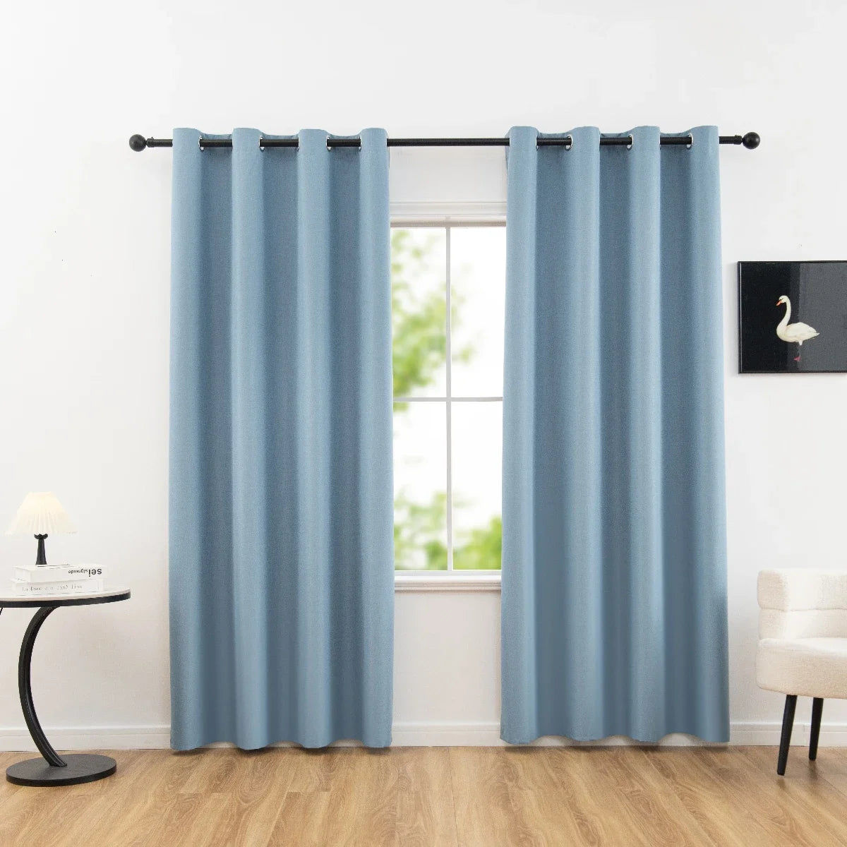 1pc Solid 100% Blackout Curtains with Grommets, Curtains for Bedroom, Living Room, Kitchen, Privacy Drapes, Window Curtain