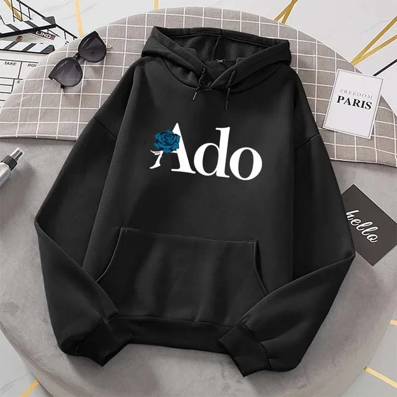 Ado Graphic Printed Hoodies 2025 Autumn Winter for Women Men Fleece O Neck Long Sleeve Casual Fashion Pullover Clothing